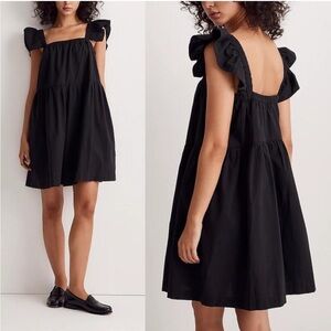 Madewell black flutter sleeve dress NWT